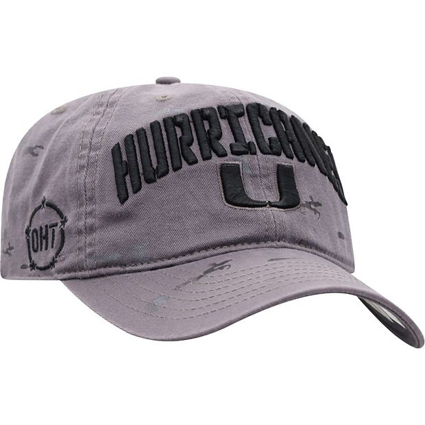 TOP OF THE WORLD Men's Top of the World Gray Miami Hurricanes Fitted Hat