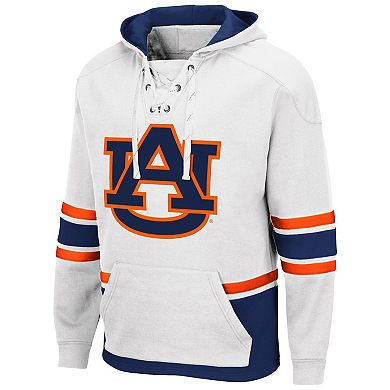 Men's Colosseum White Auburn Tigers Lace Up 3.0 Pullover Hoodie