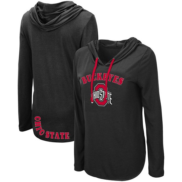 Women s Colosseum Black Ohio State Buckeyes My Lover Lightweight Hooded Long Sleeve T Shirt