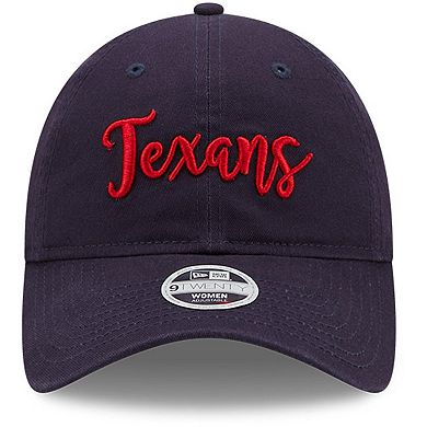 Girls Youth New Era Navy Houston Texans Script 9TWENTY Adjustable Hat