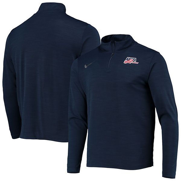 Nike Dri Fit USA Hockey Mens Full Zip Pullover Shirt Sz M Navy