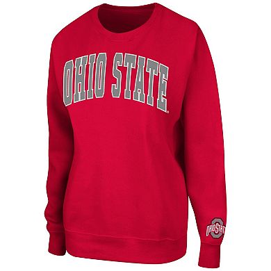 Women's Colosseum Scarlet Ohio State Buckeyes Campanile Pullover Sweatshirt