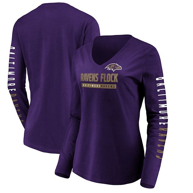 Women's Fanatics Branded Purple Baltimore Ravens Slogan V-Neck Long Sleeve  T-Shirt