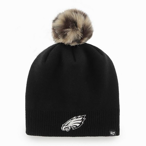 Women's '47 Black Philadelphia Eagles Serengeti Beanie Hat with Pom