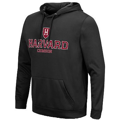 Men's Colosseum Black Harvard Crimson Lantern Pullover Hoodie