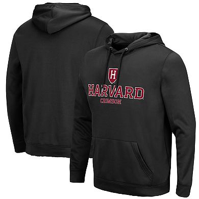 Men's Colosseum Black Harvard Crimson Lantern Pullover Hoodie