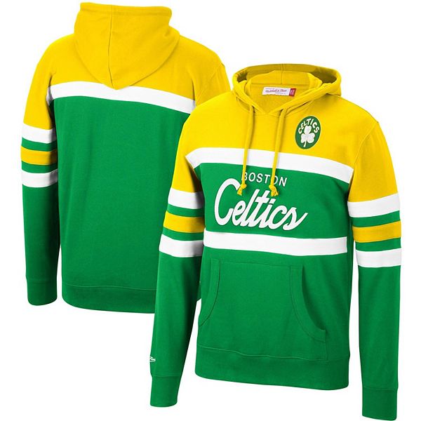 Men's Mitchell & Ness Yellow/Green Boston Celtics Head Coach Pullover Hoodie