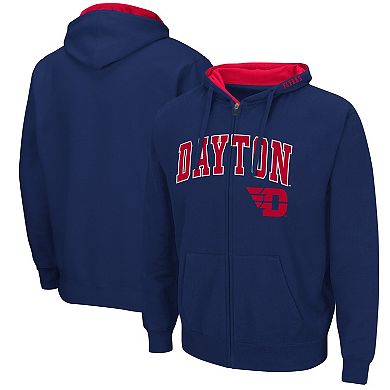 Men's Colosseum Navy Dayton Flyers Arch & Logo 3.0 Full-Zip Hoodie