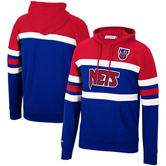 Men's Mitchell & Ness Red/Royal New Jersey Nets Head Coach Pullover Hoodie