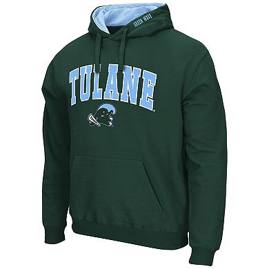 Men's Colosseum Green Tulane Green Wave Arch and Logo Pullover Hoodie