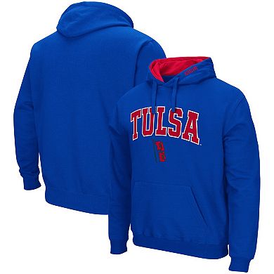Men's Colosseum Royal Tulsa Golden Hurricane Arch and Logo Pullover Hoodie