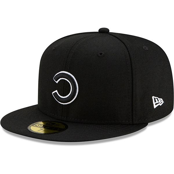 Men's New Era Black Chicago Cubs Upside Down Logo 59FIFTY Fitted Hat