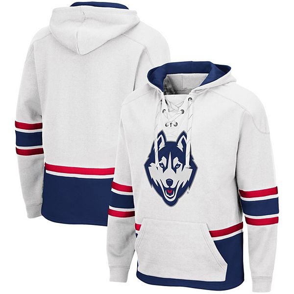 Men's Colosseum White UConn Huskies Lace Up 3.0 Pullover Hoodie