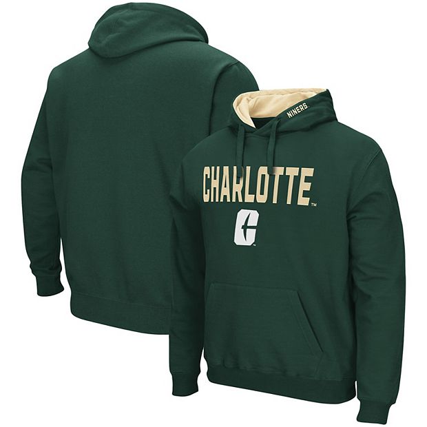 Men s Colosseum Green Charlotte 49ers Arch and Logo Pullover Hoodie