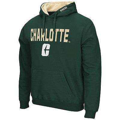 Men s Colosseum Green Charlotte 49ers Arch and Logo Pullover Hoodie