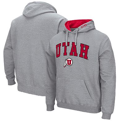 Men's Colosseum Heathered Gray Utah Utes Arch and Logo Pullover Hoodie
