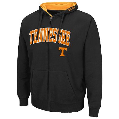 Men's Colosseum Black Tennessee Volunteers Arch & Logo 3.0 Full-Zip Hoodie