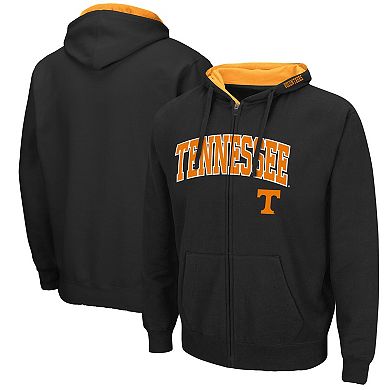 Men's Colosseum Black Tennessee Volunteers Arch & Logo 3.0 Full-Zip Hoodie
