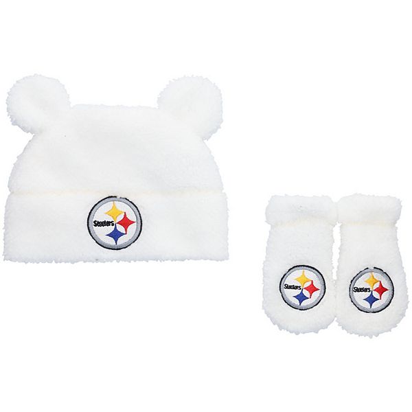 Infant Pittsburgh Steelers Shearling Ears Hat & Mittens Set
