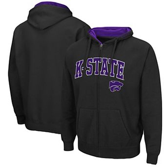 Men's Colosseum Black Kansas State Wildcats Arch & Logo 3.0 Full-Zip Hoodie