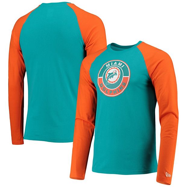 Men's New Era Orange Chicago Bears Throwback Raglan Long Sleeve T-Shirt