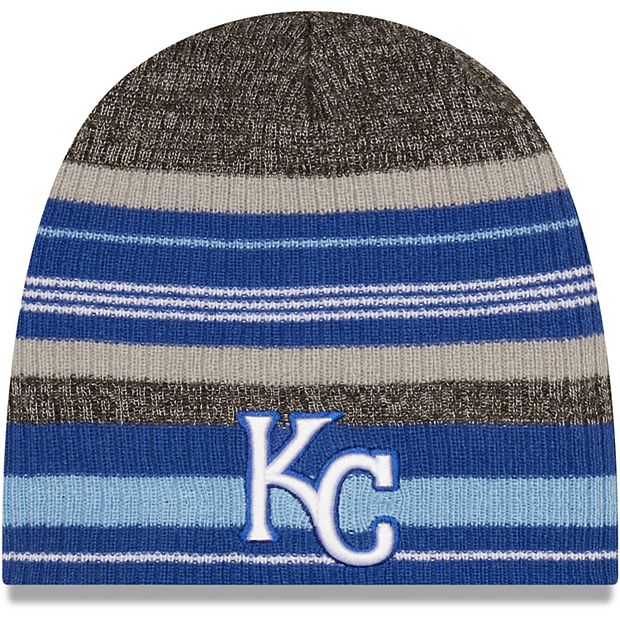 Men's New Era Royal Kansas City Royals Striped Beanie Hat