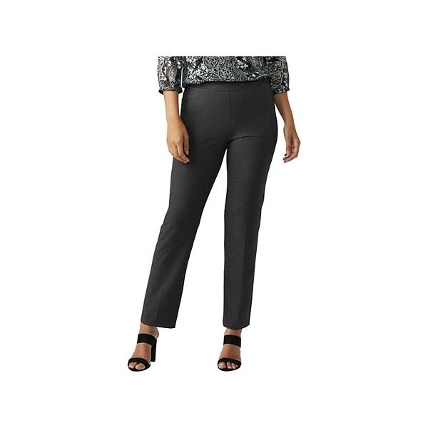 DressBarn Women's Roz & Ali Secret Agent Comfort Pull On Tummy Control Pant  with L Slit Pockets