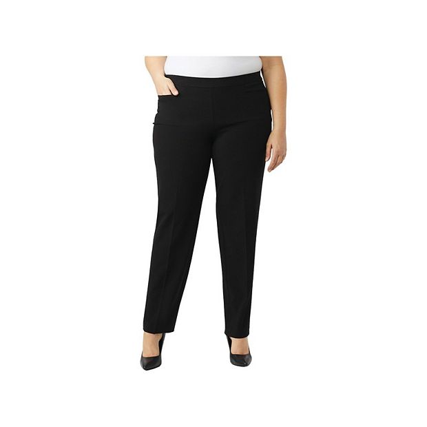 DressBarn Women's Plus Size Secret Agent Pull On Tummy Control Pants with  Pockets - Short Length