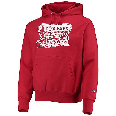Men's Champion Crimson Oklahoma Sooners Vault Logo Reverse Weave Pullover Hoodie