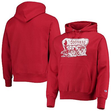 Men's Champion Crimson Oklahoma Sooners Vault Logo Reverse Weave Pullover Hoodie