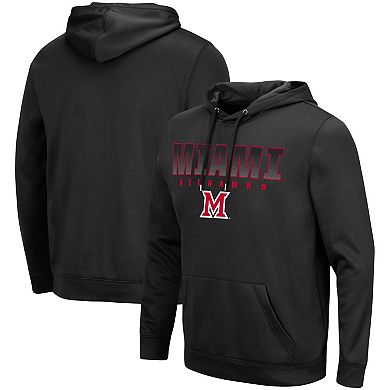 Men's Colosseum Black Miami University RedHawks Blackout 3.0 Pullover ...