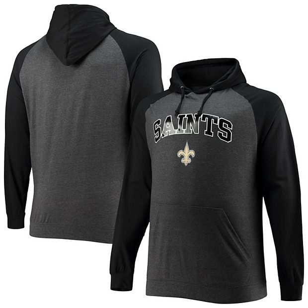 Men's Fanatics Branded Black/Heathered Charcoal New Orleans Saints Big &  Tall Lightweight Raglan Pullover Hoodie 