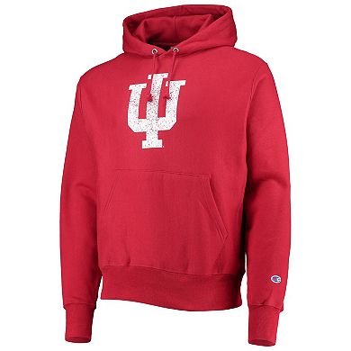 Men's Champion Crimson Indiana Hoosiers Vault Logo Reverse Weave Pullover Hoodie