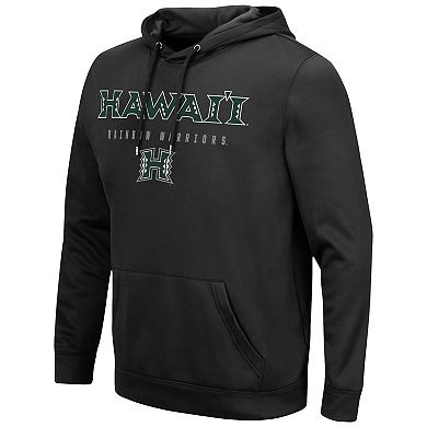 Men's Colosseum Black Hawaii Warriors Blackout 3.0 Pullover Hoodie