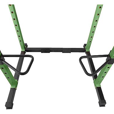 HulkFit HFPC-GR 1,000 Pound Capacity Power Cage with 2 Safety Bars and ...