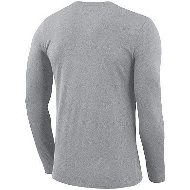 Men's Nike Heathered Gray Oklahoma Sooners School Logo Legend Performance Long Sleeve T-Shirt