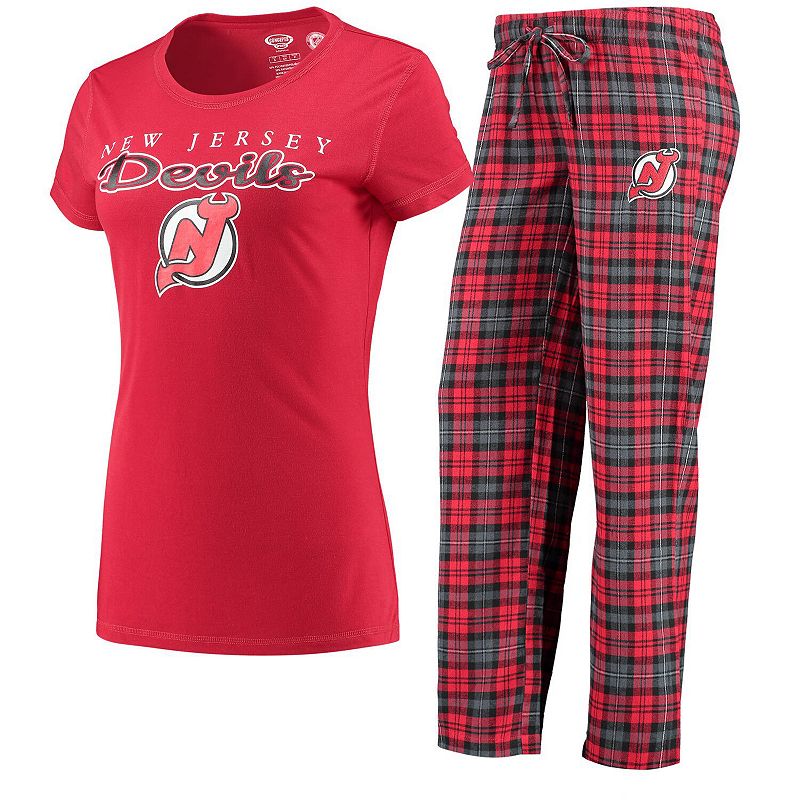 Womens Concepts Sport Red/Black New Jersey Devils Lodge T-Shirt & Pants Sl