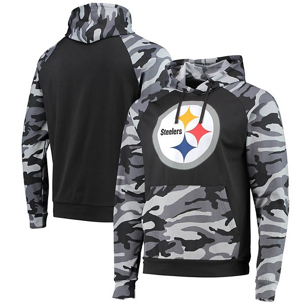 Men's FOCO Black Pittsburgh Steelers Camo Raglan Pullover Hoodie