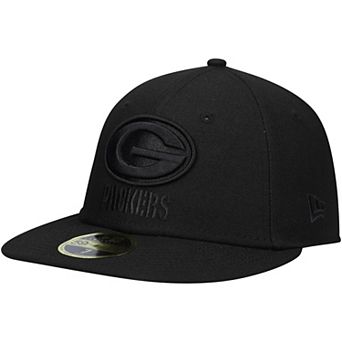 Men's New Era Black Green Bay Packers Black on Black Low Profile 59FIFTY II Fitted Hat