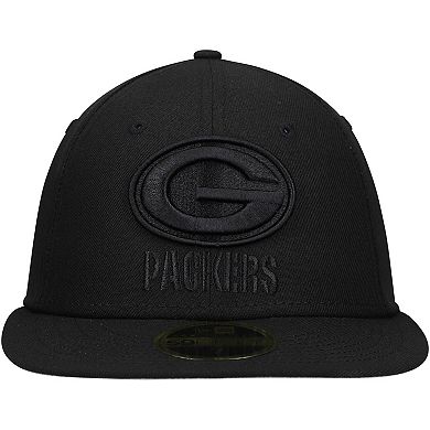 Men's New Era Black Green Bay Packers Black on Black Low Profile 59FIFTY II Fitted Hat