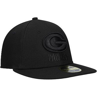 Men's New Era Black Green Bay Packers Black on Black Low Profile 59FIFTY II Fitted Hat