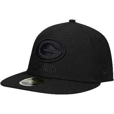 Men's New Era Black Green Bay Packers Black on Black Low Profile 59FIFTY II Fitted Hat