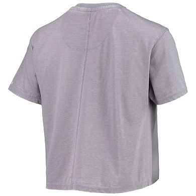 Women's Pressbox Heathered Gray Michigan State Spartans Edith Vintage Burnout Crop T-Shirt