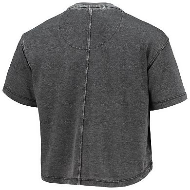 Women's Pressbox Black Florida State Seminoles Edith Vintage Burnout Crop T-Shirt