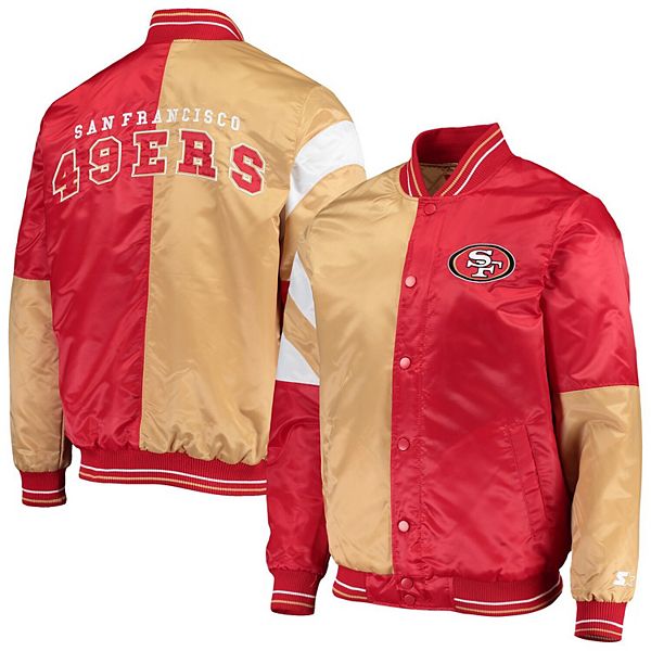 Men's Starter Scarlet/Gold San Francisco 49ers Enforcer Satin Varsity  Full-Snap Jacket