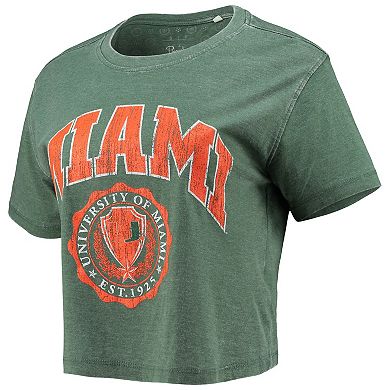 Women's Pressbox Green Miami Hurricanes Edith Vintage Burnout Crop T-Shirt