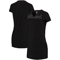 Profile Heathered Charcoal And Black Miami Marlins Plus Size Colorblock T- shirt