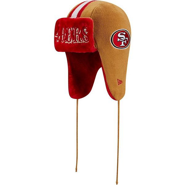 Men's New Era Gold San Francisco 49ers Helmet Head Trapper Knit Hat