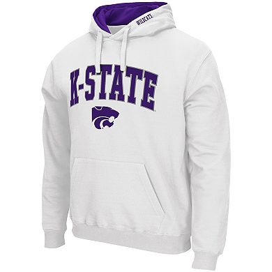 Men's Colosseum White Kansas State Wildcats Arch & Logo 3.0 Pullover Hoodie