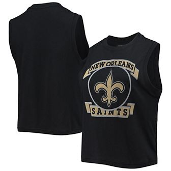 Women's Junk Food Black New Orleans Saints Rib Ranger Muscle Tank Top